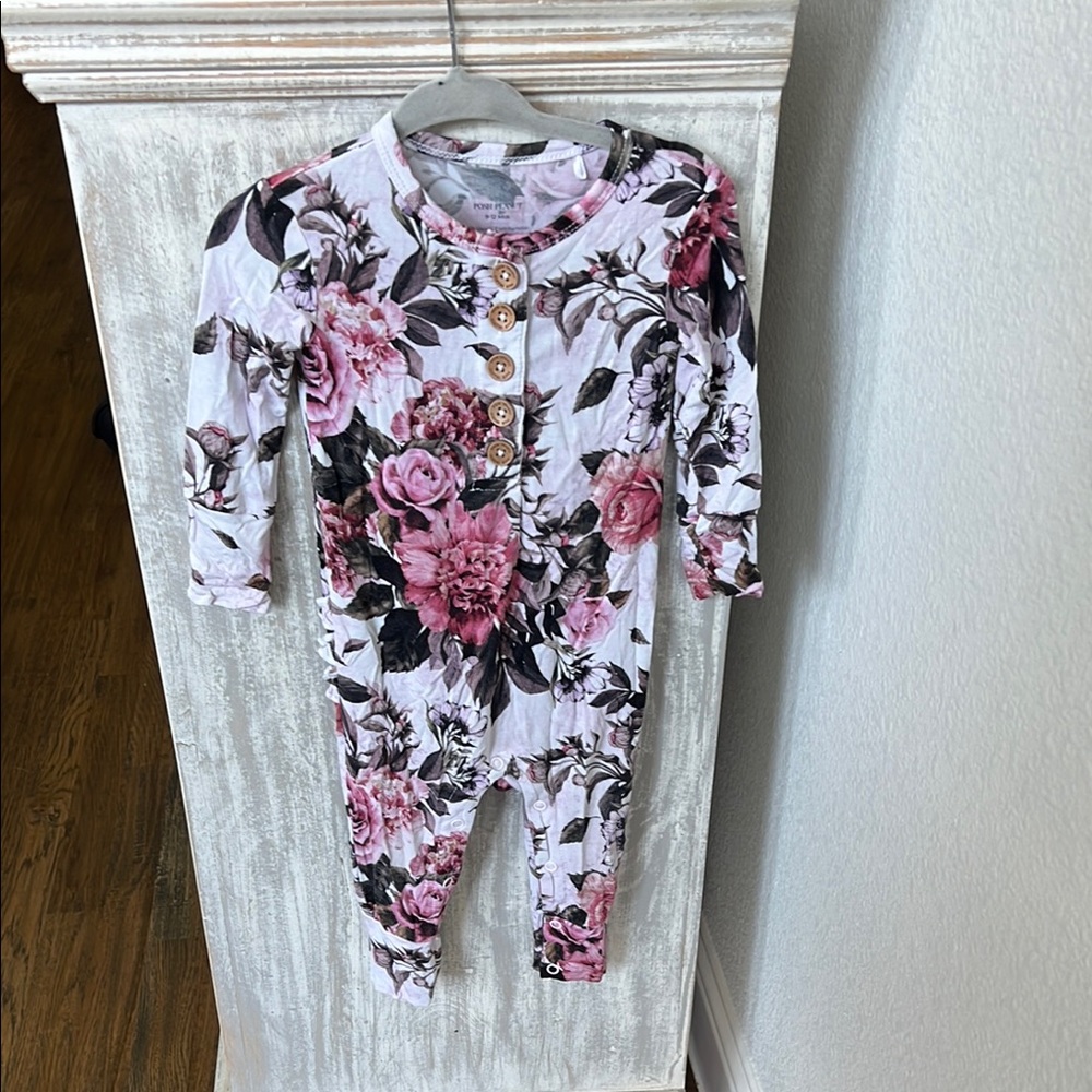 Floral Baby Romper with Buttons